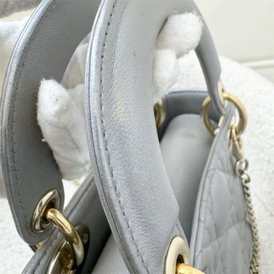 Dior Mini Lady Dior in Pearly Grey Lambskin and LGHW