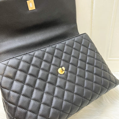 Chanel Large 32cm Coco Handle Flap in Black Caviar and AGHW