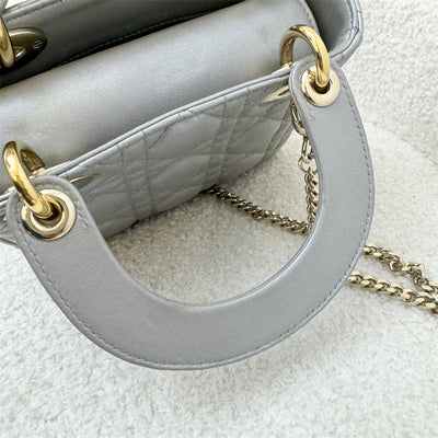 Dior Mini Lady Dior in Pearly Grey Lambskin and LGHW