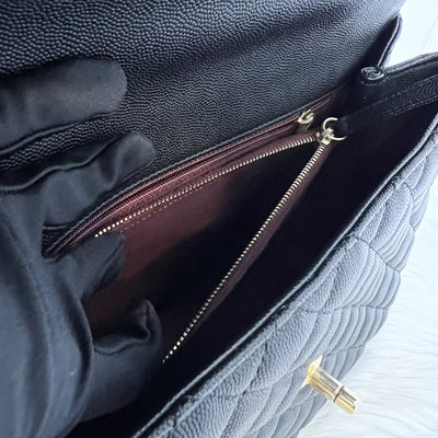 Chanel Large 32cm Coco Handle Flap in Black Caviar and AGHW