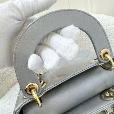 Dior Mini Lady Dior in Pearly Grey Lambskin and LGHW