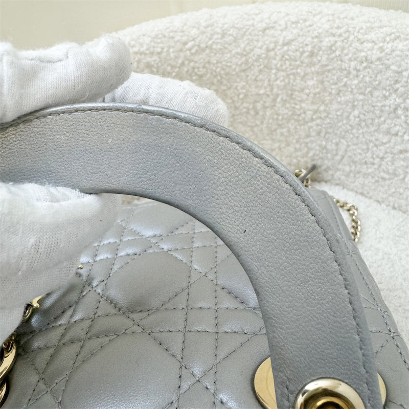 Dior Mini Lady Dior in Pearly Grey Lambskin and LGHW