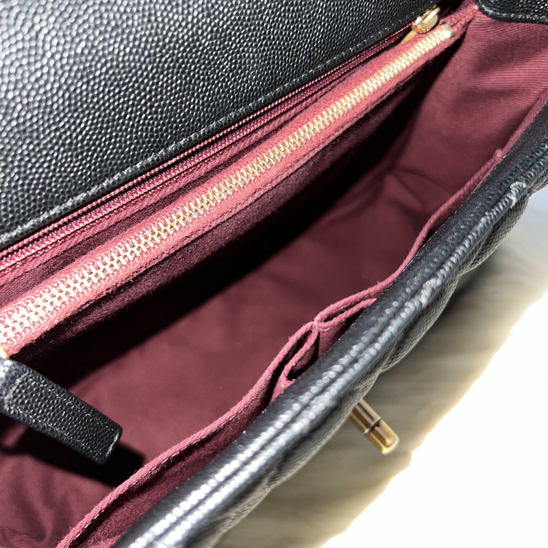 Chanel Large 32cm Coco Handle Flap in Black Caviar and AGHW