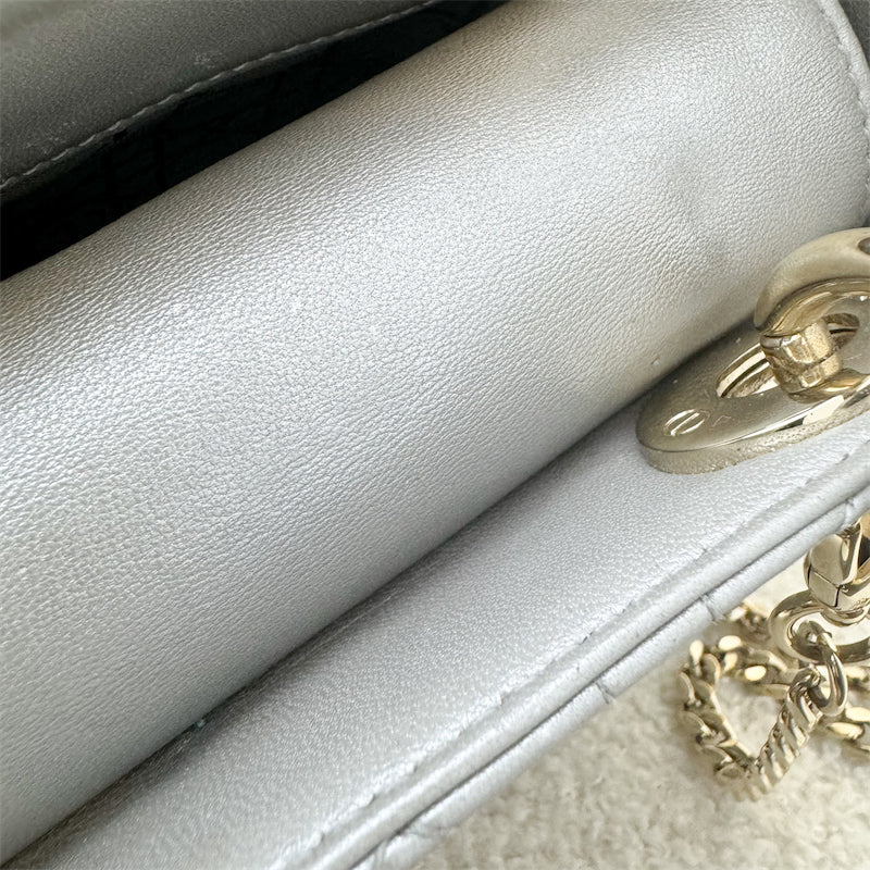 Dior Mini Lady Dior in Pearly Grey Lambskin and LGHW