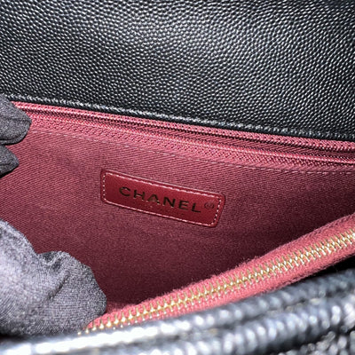 Chanel Large 32cm Coco Handle Flap in Black Caviar and AGHW