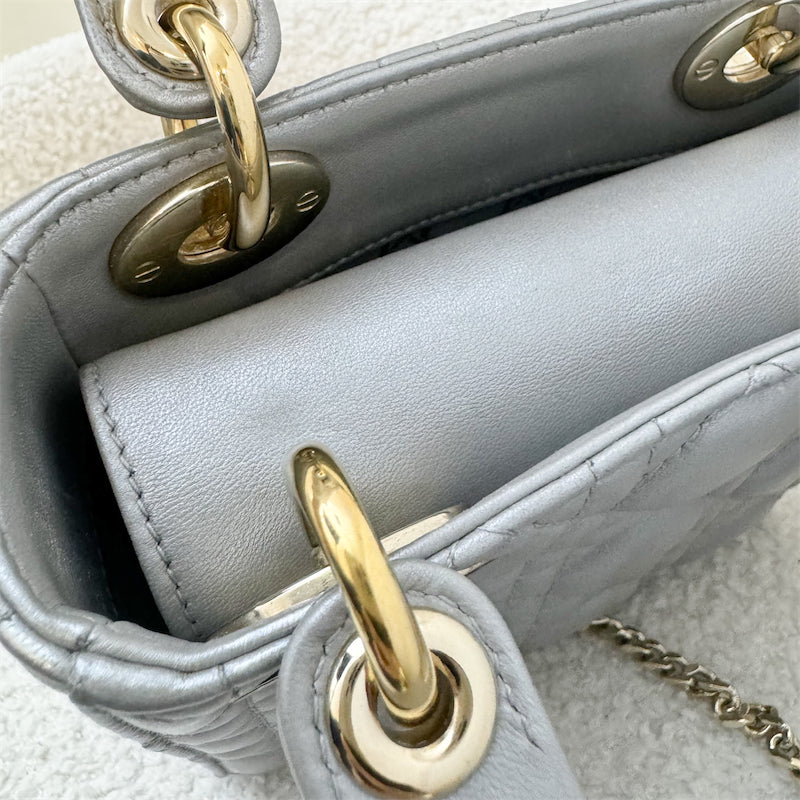 Dior Mini Lady Dior in Pearly Grey Lambskin and LGHW Brands Lover