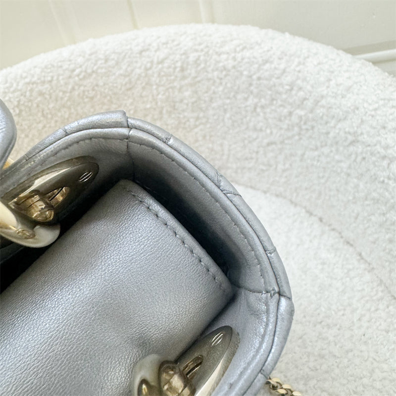 Dior Mini Lady Dior in Pearly Grey Lambskin and LGHW