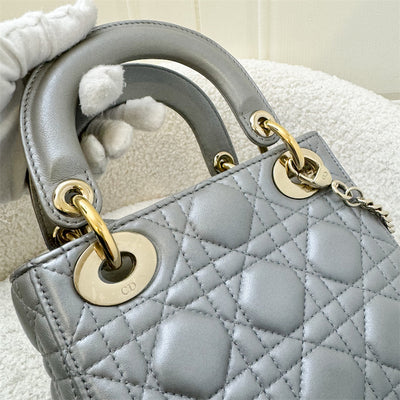 Dior Mini Lady Dior in Pearly Grey Lambskin and LGHW