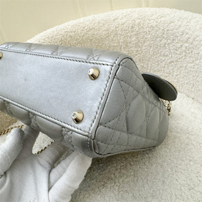 Dior Mini Lady Dior in Pearly Grey Lambskin and LGHW