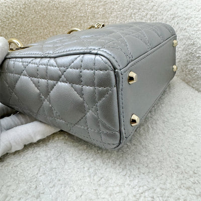 Dior Mini Lady Dior in Pearly Grey Lambskin and LGHW