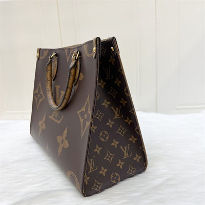 LV Onthego MM in Reverse Monogram Canvas and GHW