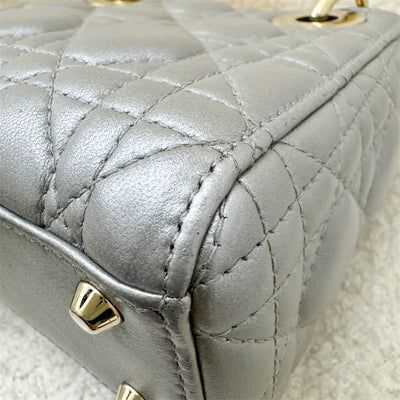 Dior Mini Lady Dior in Pearly Grey Lambskin and LGHW