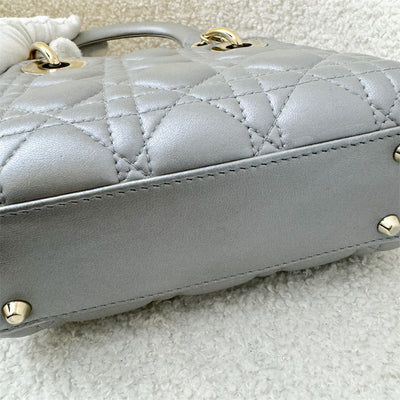 Dior Mini Lady Dior in Pearly Grey Lambskin and LGHW