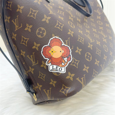 LV Around the World Neverfull MM in Monogram Canvas (Vivienne Printed) GHW Without Attached Pouch