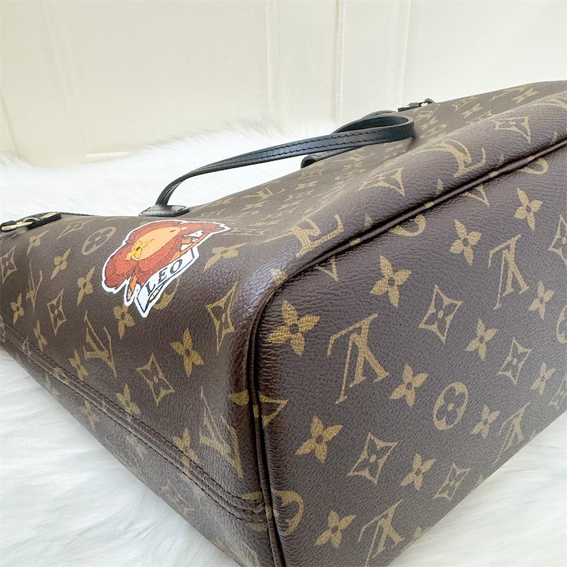 LV Around the World Neverfull MM in Monogram Canvas (Vivienne Printed) GHW Without Attached Pouch