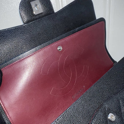 Chanel Jumbo Classic Flap CF in Black Caviar and SHW