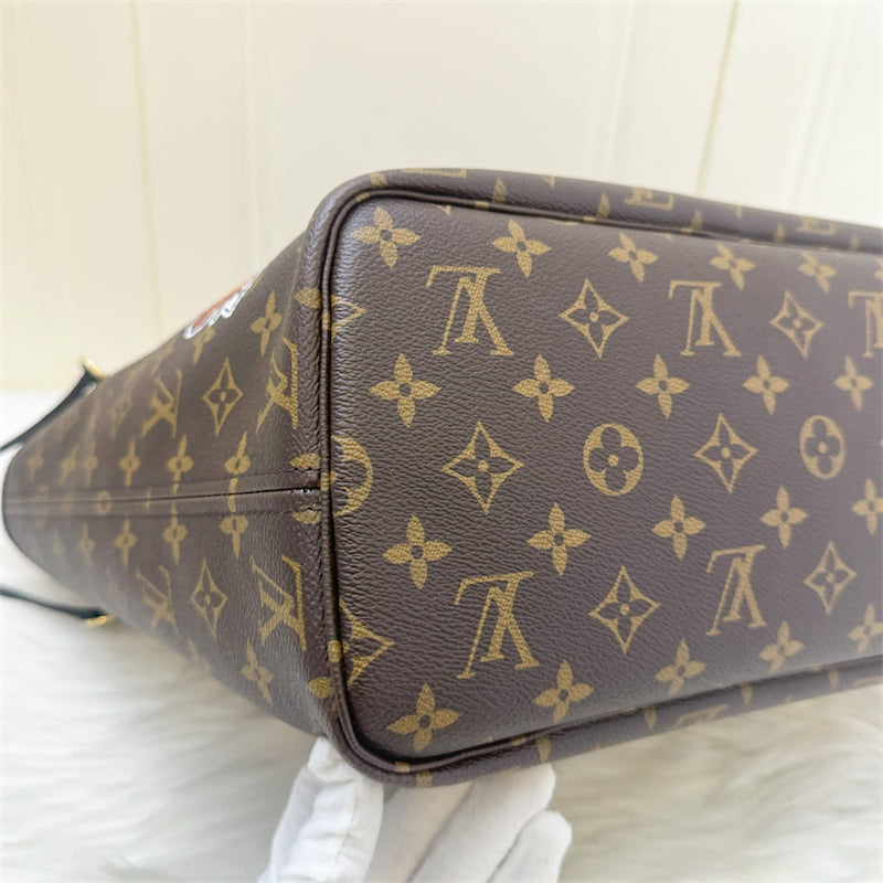 LV Around the World Neverfull MM in Monogram Canvas (Vivienne Printed) GHW Without Attached Pouch