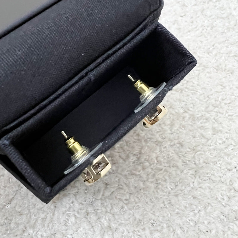 Chanel Mini Round Earrings with Crystal Studded CC Logo in LGHW