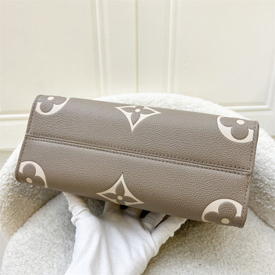 LV Onthego PM in Tourterelle (Grey) / Creme Giant Monogram Empreinte Leather and GHW