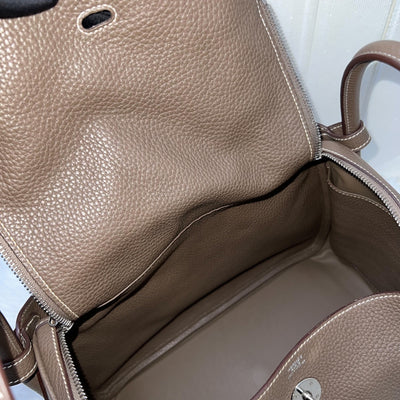 Hermes Lindy 30 in Etoupe Clemence Leather and PHW