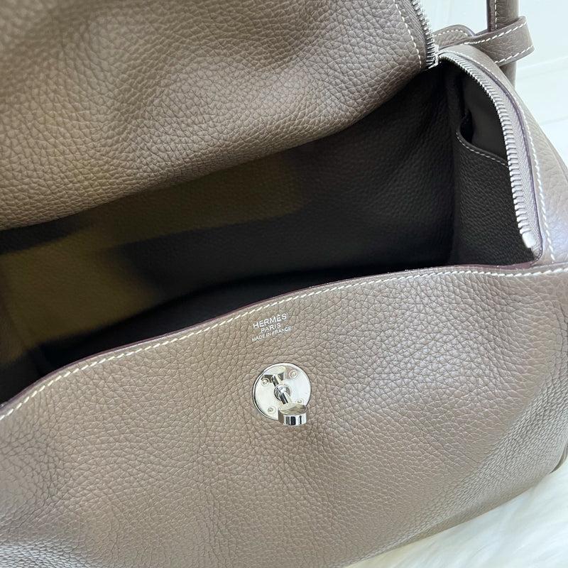 Hermes Lindy 30 in Etoupe Clemence Leather and PHW