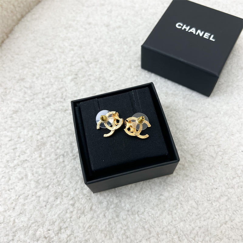 Chanel 22A Gold Earrings with Leo Lion