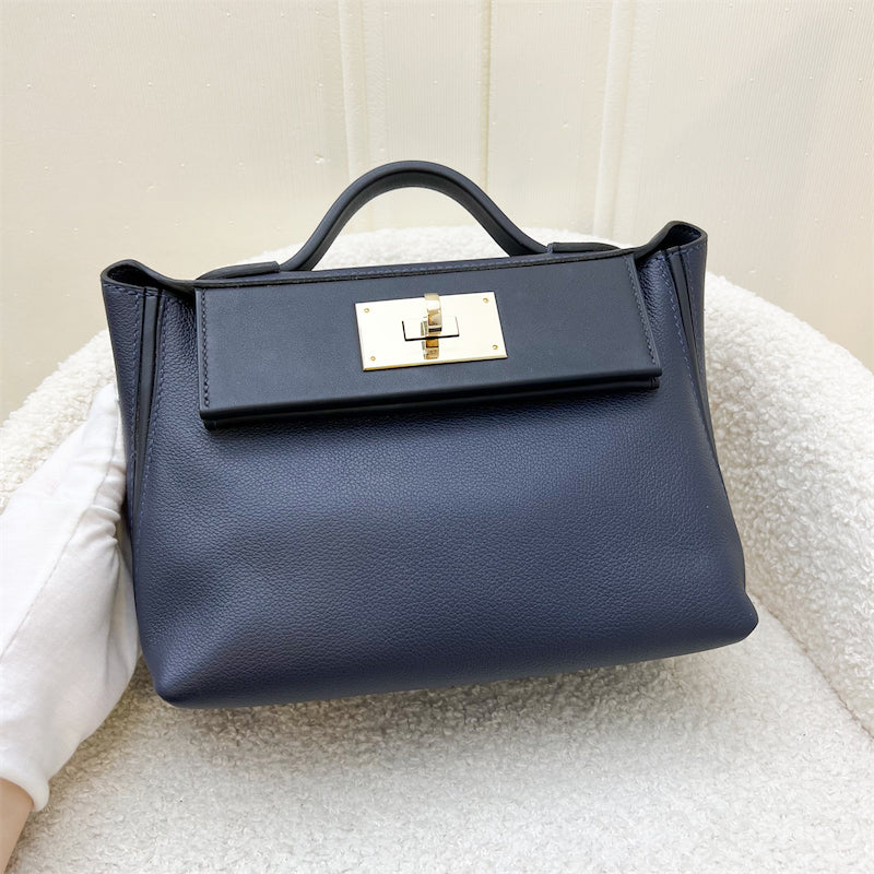 Hermes Mini 24/24 Size 21 in Bleu Nuit / Caban Evercolor and Swift Leather and GHW