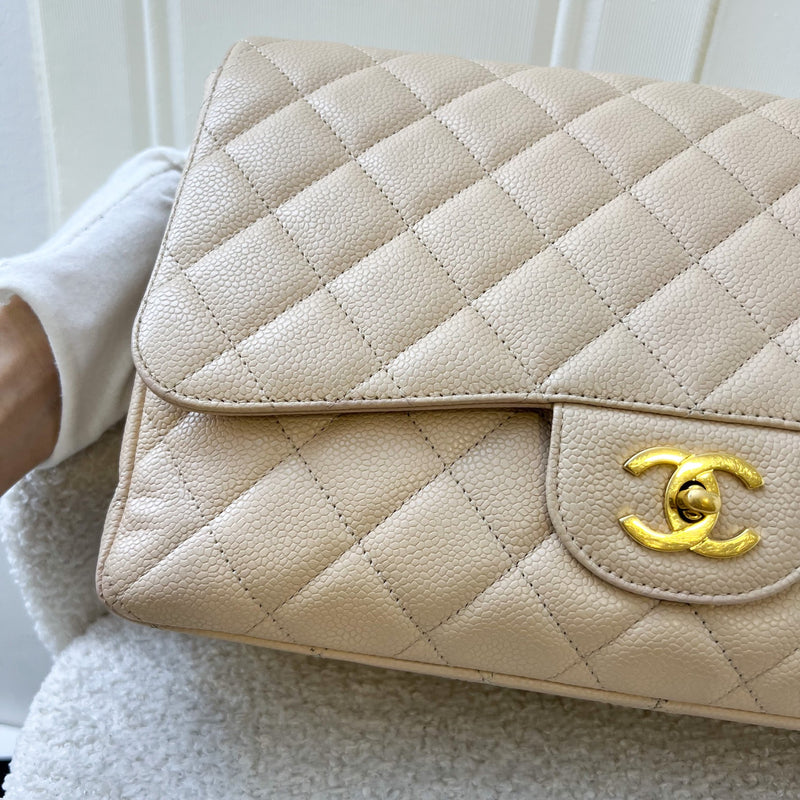 Chanel Jumbo Classic Flap SF in Beige Caviar and GHW