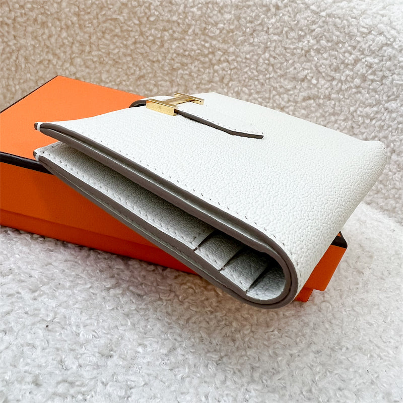Hermes Bearn Compact Wallet in Mushroom Chevre Mysore Leather and GHW