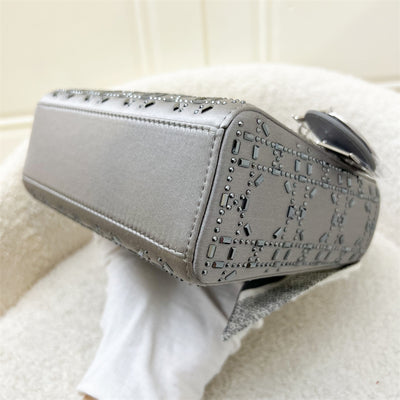 Dior Mini Lady Dior Bag in Grey Strass Cannage Satin and SHW