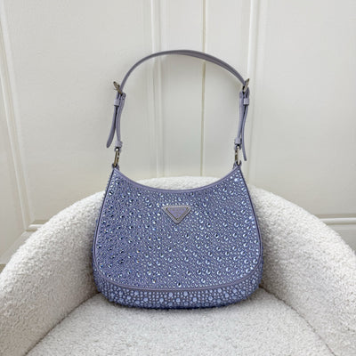 Prada Cleo Bag in Light Purple Satin with Crystals