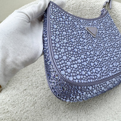 Prada Cleo Bag in Light Purple Satin with Crystals