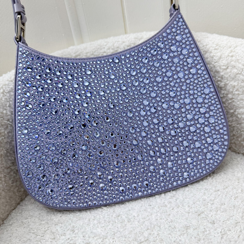 Prada Cleo Bag in Light Purple Satin with Crystals