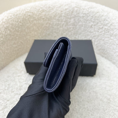 Chanel Seasonal Snap Card Holder in Navy Caviar and LGHW