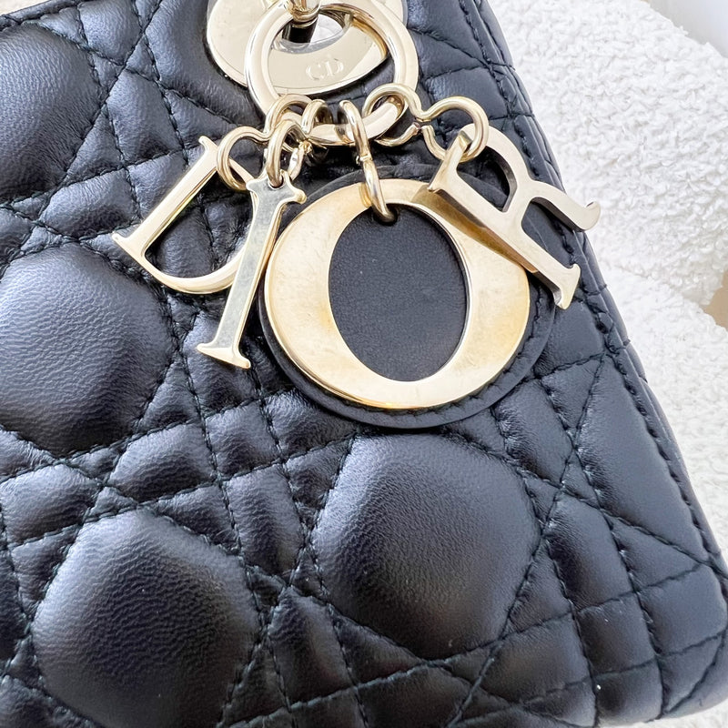 Dior Mini Lady Dior in Black Lambskin and LGHW