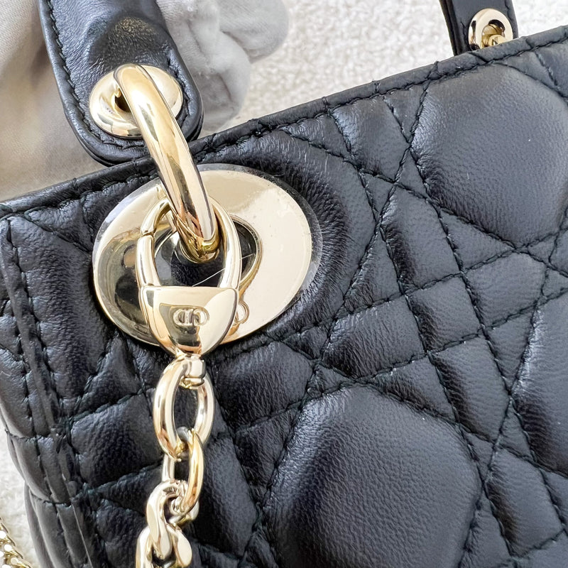 Dior Mini Lady Dior in Black Lambskin and LGHW