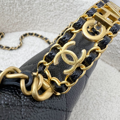 Chanel 22S "Pick Me Up" Wallet on Chain WOC in Black Caviar and AGHW