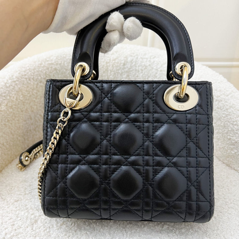 Dior Mini Lady Dior in Black Lambskin and LGHW