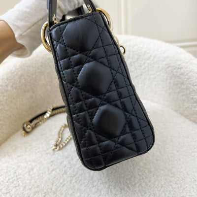 Dior Mini Lady Dior in Black Lambskin and LGHW