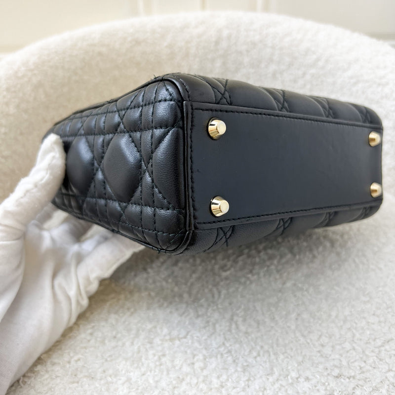 Dior Mini Lady Dior in Black Lambskin and LGHW