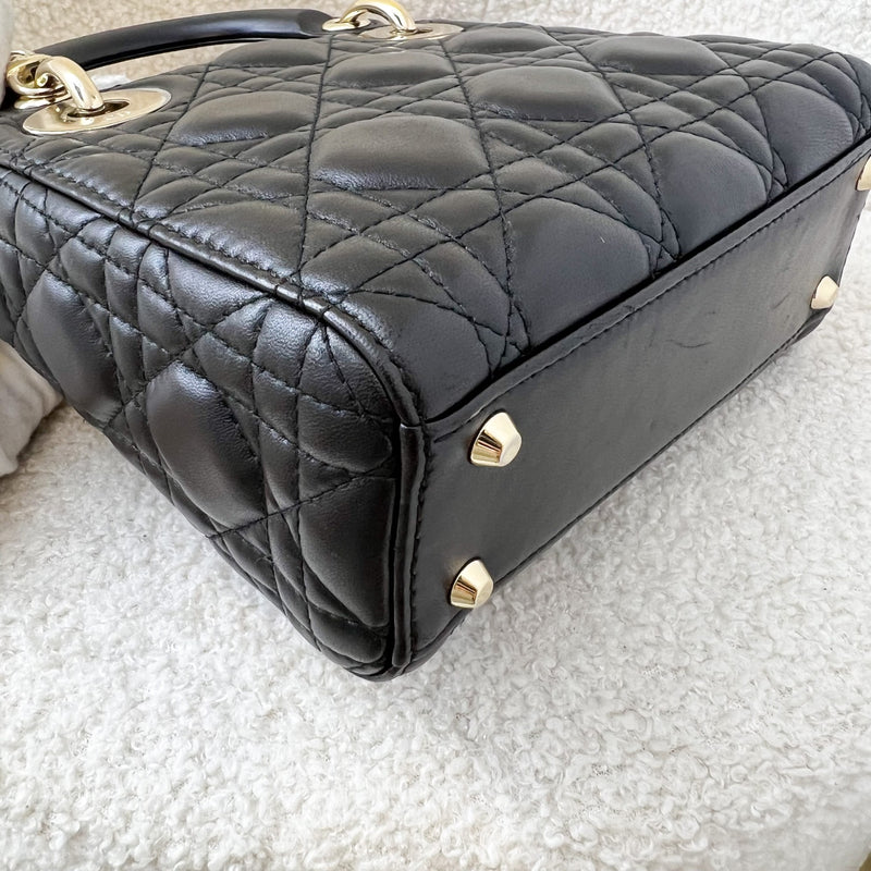 Dior Mini Lady Dior in Black Lambskin and LGHW