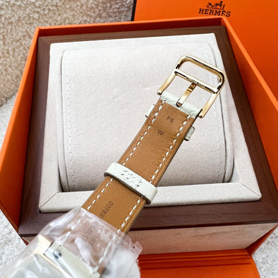 Hermes Heure H Small Watch with Diamond Markers, Gold Plated Case and Beton Matte Alligator Strap