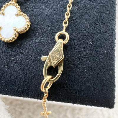Van Cleef & Arpels VCA Sweet Alhambra Pendant Necklace with Mother of Pearl MOP in 18K Gold (Extended Length) (Ref: VCARF69100)