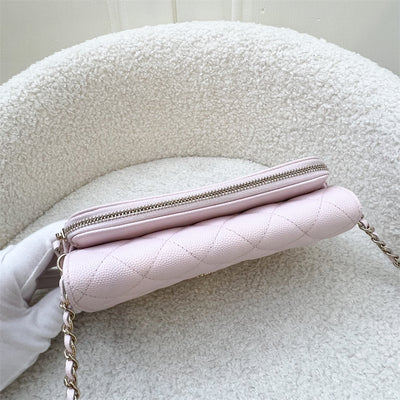 Chanel Phone Holder with Chain / WOC in 22P Pink Caviar in LGHW