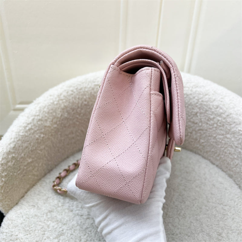 Chanel Small Classic Flap CF in 22B Pink Caviar and LGHW