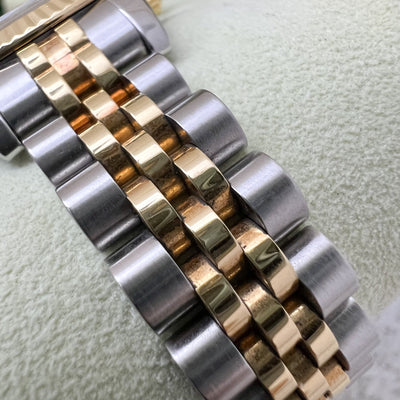 Rolex Lady's Datejust (26mm) with Vignette Red Dial with 10 Diamond Markers, 18K Yellow Gold Bezel and 18K Yellow Gold + Stainless Steel Jubilee Link Bracelet