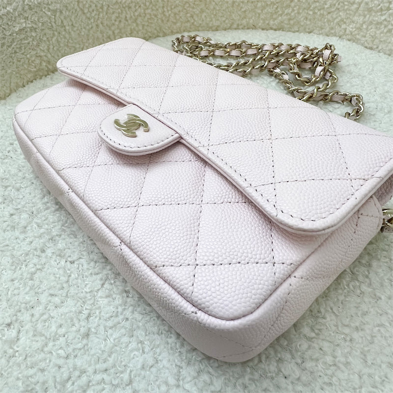 Chanel Phone Holder with Chain / WOC in 22P Pink Caviar in LGHW