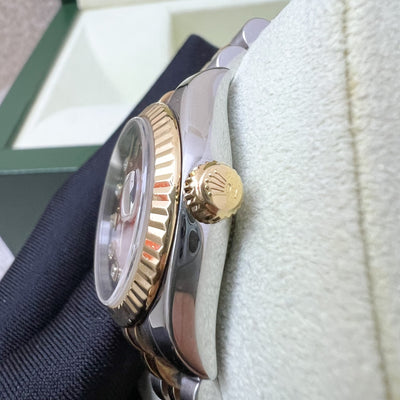Rolex Lady's Datejust (26mm) with Vignette Red Dial with 10 Diamond Markers, 18K Yellow Gold Bezel and 18K Yellow Gold + Stainless Steel Jubilee Link Bracelet