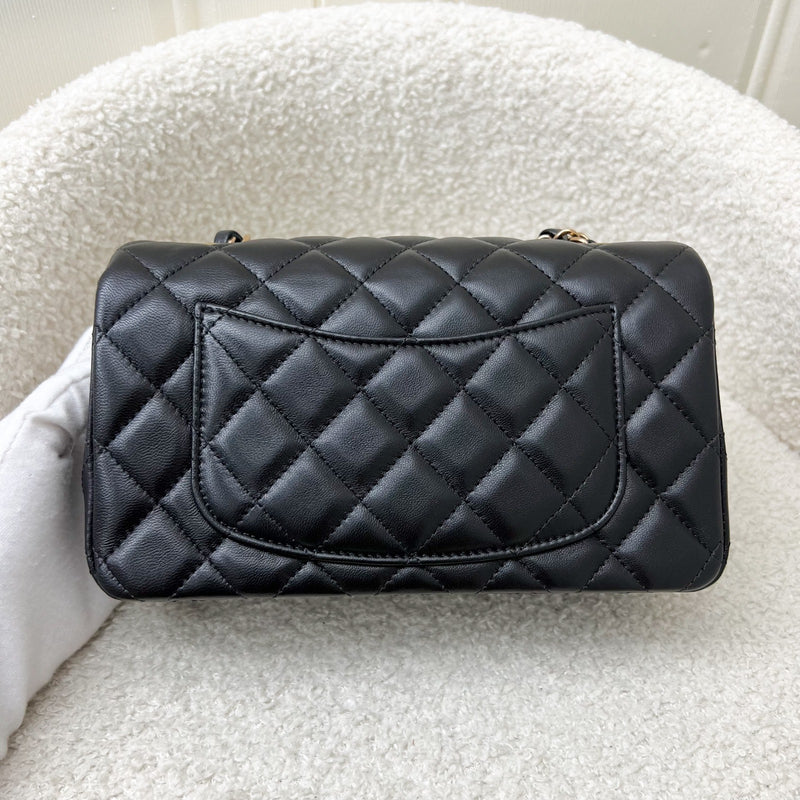 Chanel Classic Mini Rectangle Flap in Black Lambskin and Rose Gold HW