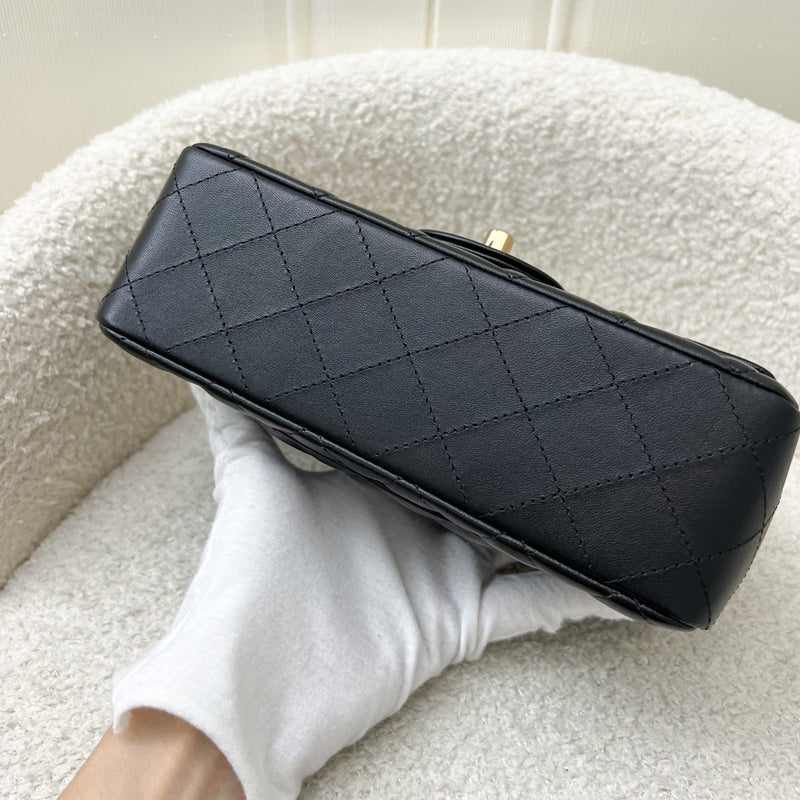 Chanel Classic Mini Rectangle Flap in Black Lambskin and Rose Gold HW